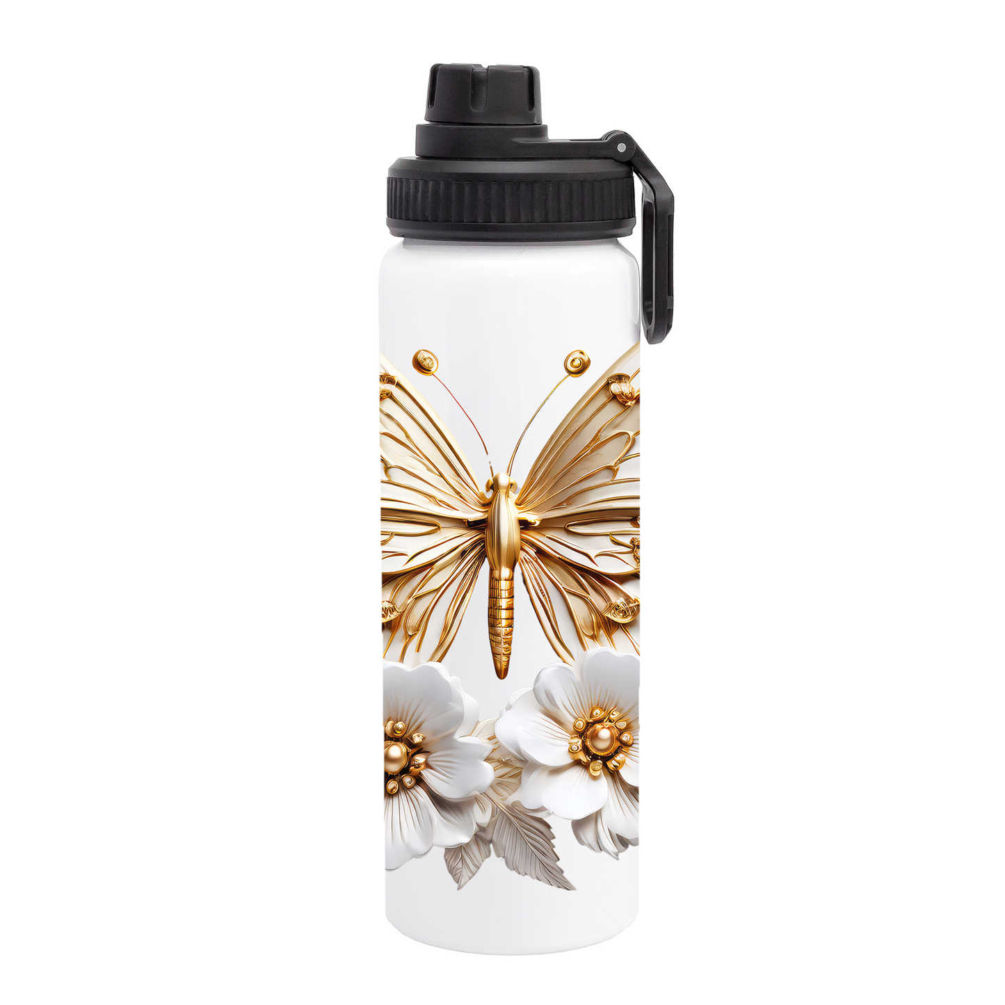 Butterflies - Gold Design on Tumbler, Can, Gin Tumbler, or Water bottle