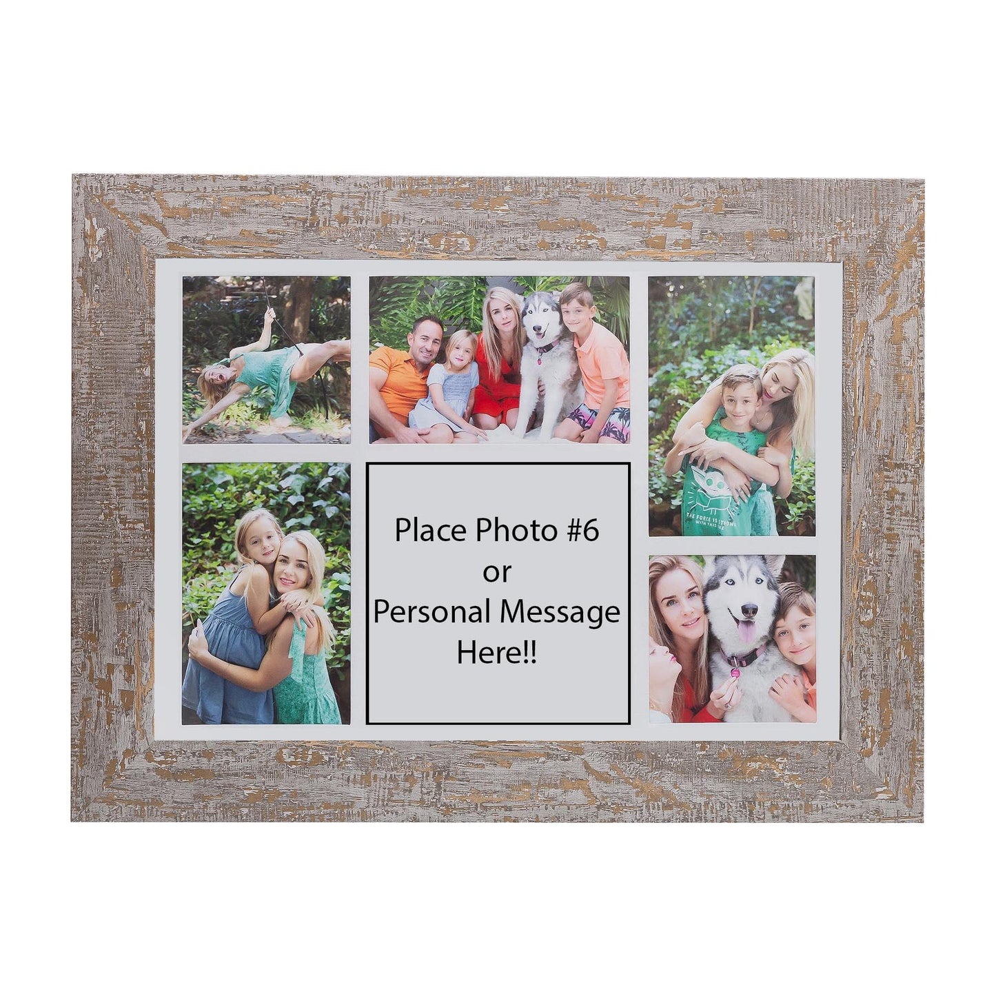 Photo Frame with multiple pictures & optional message - A3 40x30cm- Wood Stressed