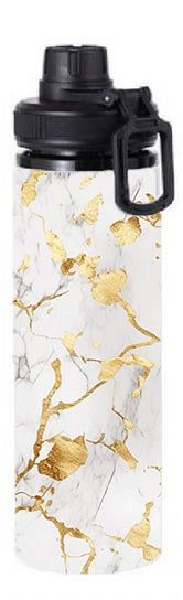 Marble - White and Gold Marble Design on Tumbler, Can, Flask, or Water bottle