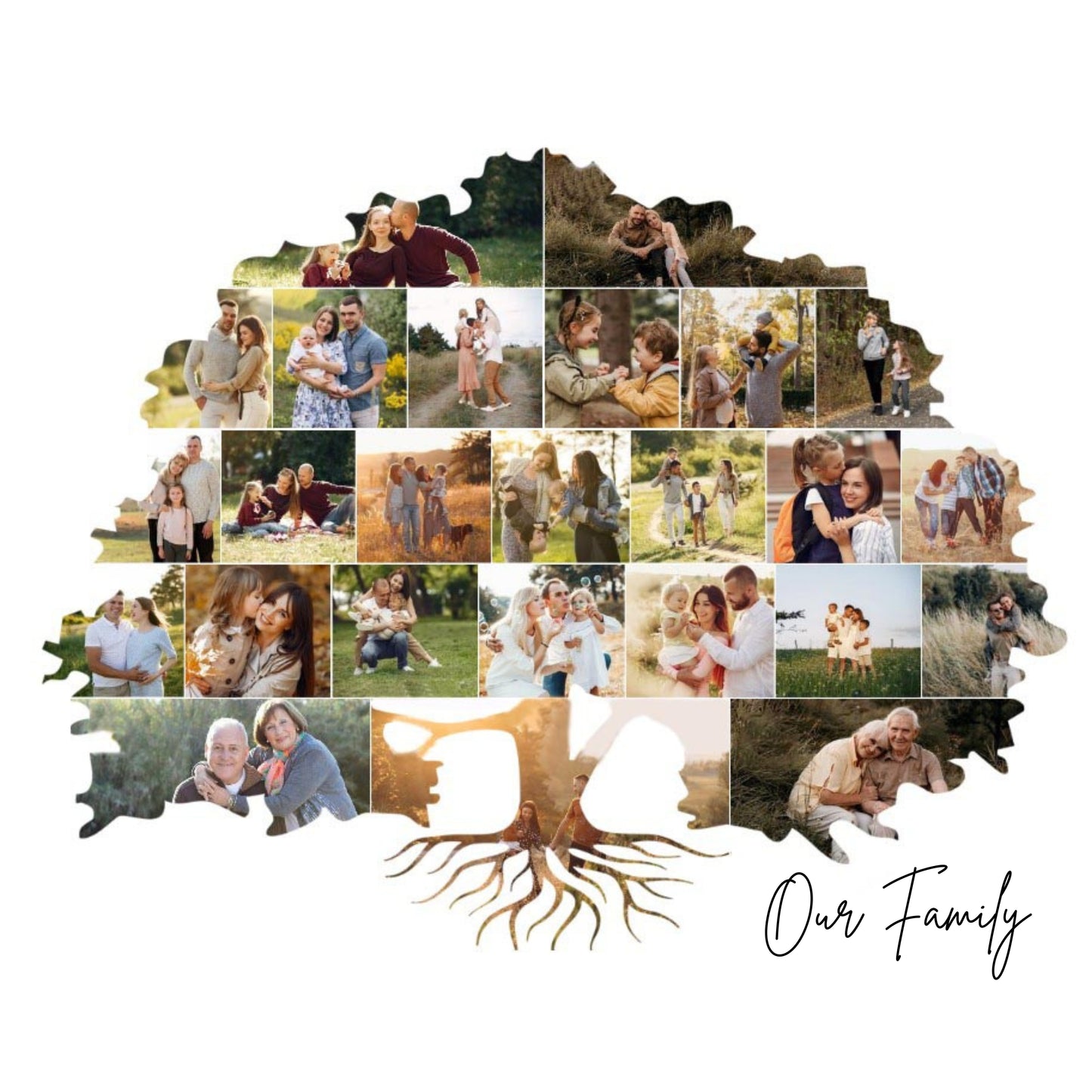 Family Tree Photo Collage on ready-to-hang Canvas (24 Photos)