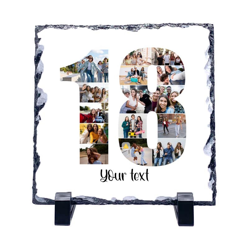 Personalised Number Photo Collage on Acrylic, Slate, Mug or Magnet (15 Photos) 18th BIRTHDAY