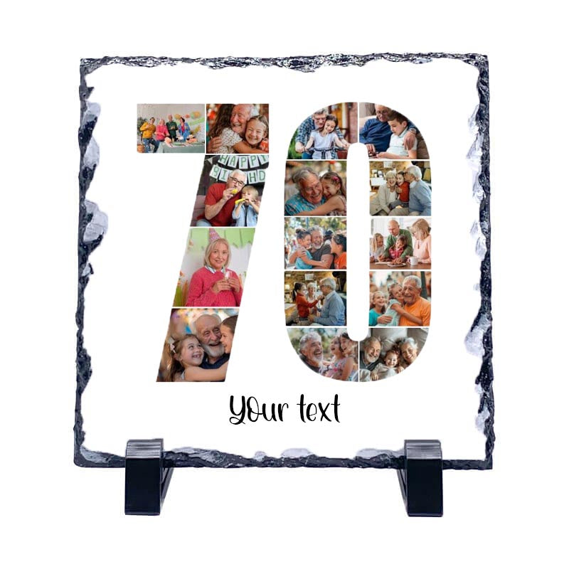 Personalised Number Photo Collage on Acrylic, Slate, Mug or Magnet (15 Photos) 70th BIRTHDAY