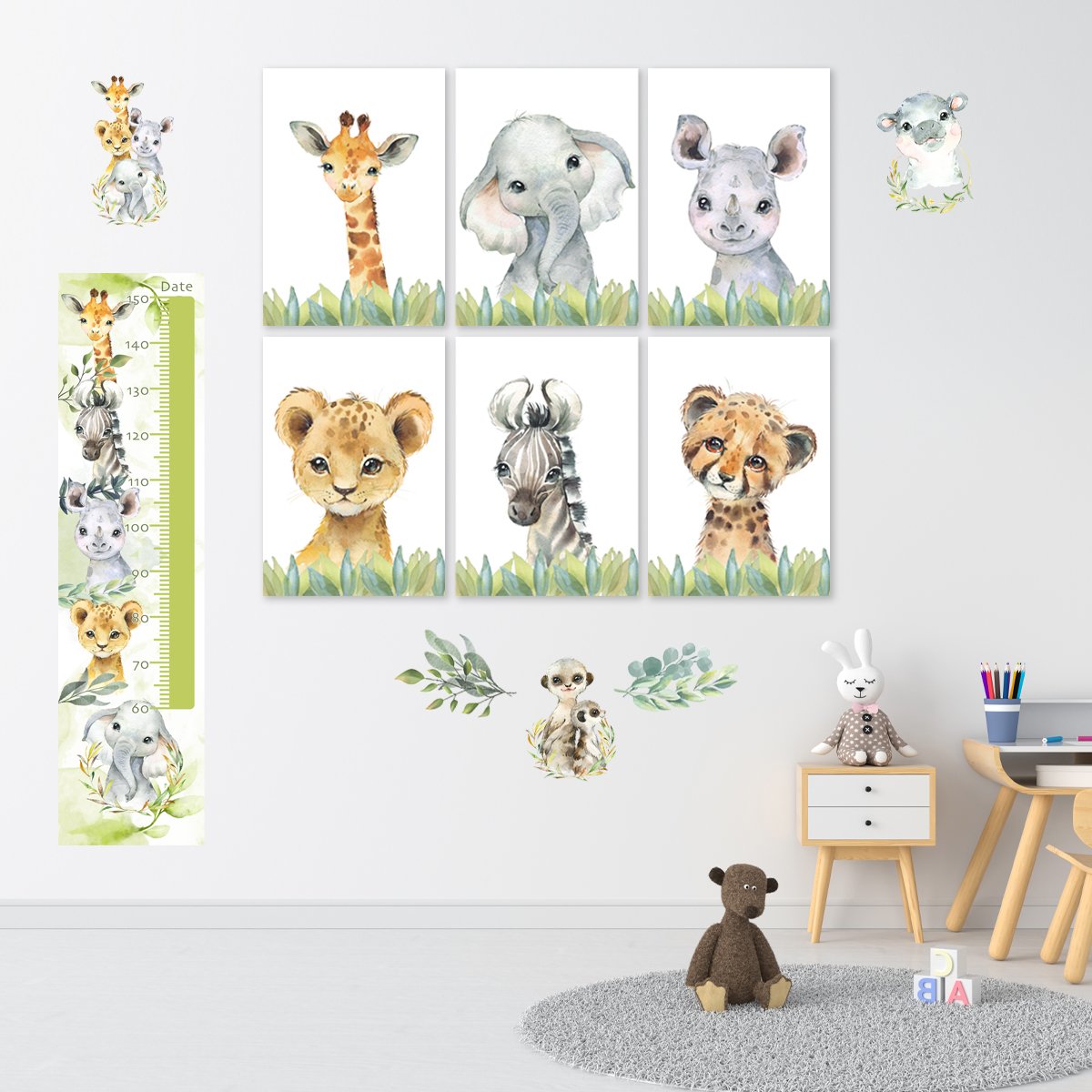 Animal Safari Decals and Height Charts