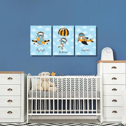 Boys: Set of 3 - Aviator Bear Canvas & More