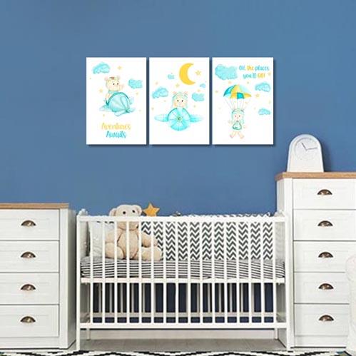 Boys: Set of 3 - Adventure Awaits Little Bear Canvas & More