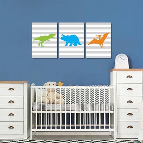 Boys: Set of 3 - Dino Shadow (2) Canvas & More