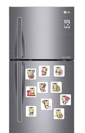 Cow (3) Fridge Magnets - (10 PER PACK)