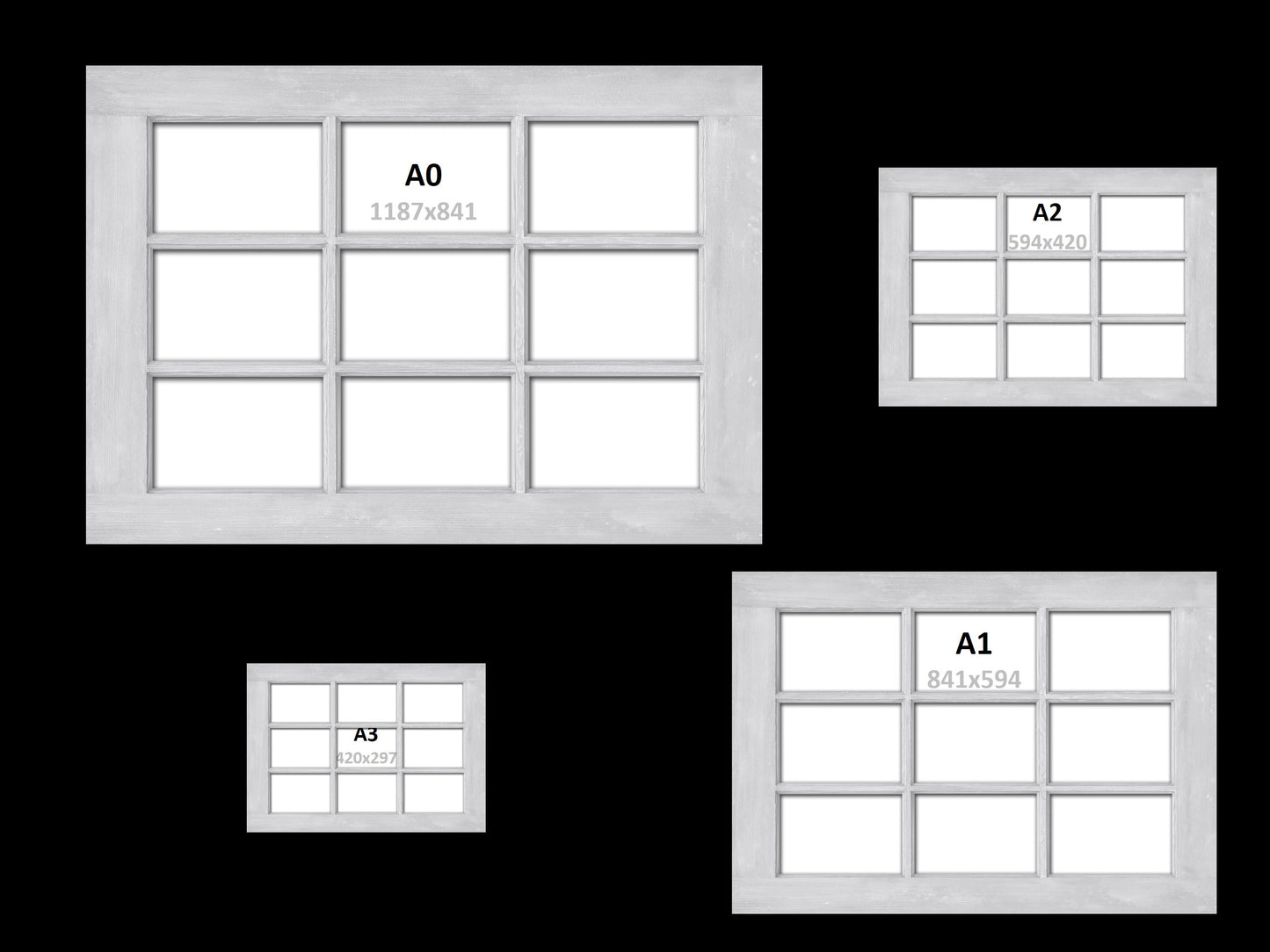 Single Canvas Prints! Virtual Window Frames White Wood