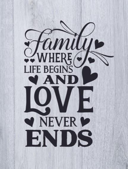 Wall Art Quote: Family where life begins and love never ends Canvas & More