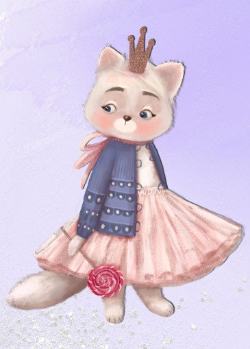 Girls: Set of 1 - Cute Kitty with balloon