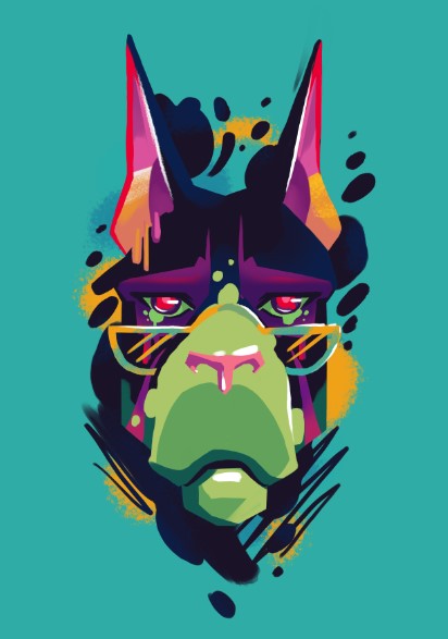 Teen Boys: Set of 1 - Grafitti Doberman