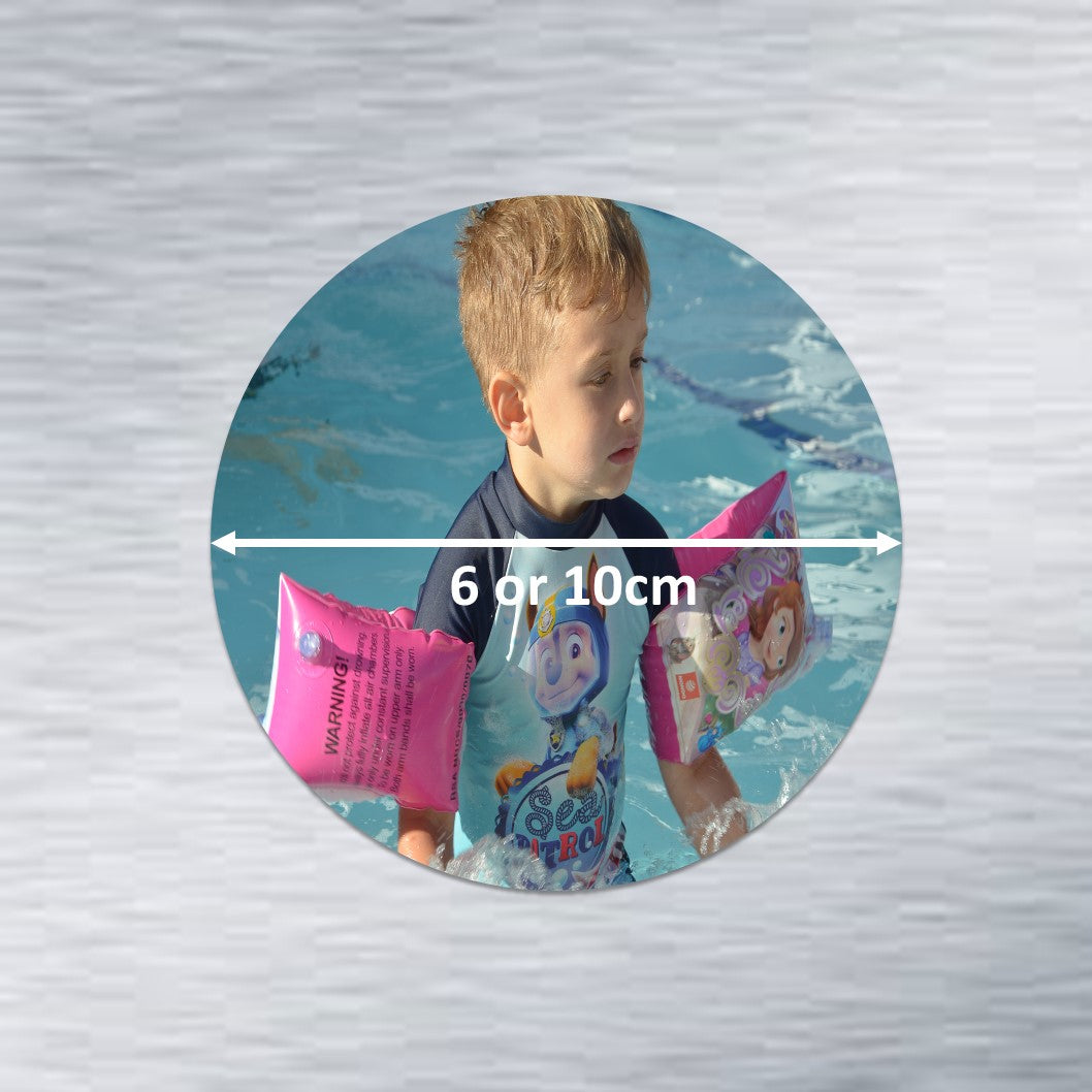 Round Photo Fridge Magnets - personalised (7 PER PACK)