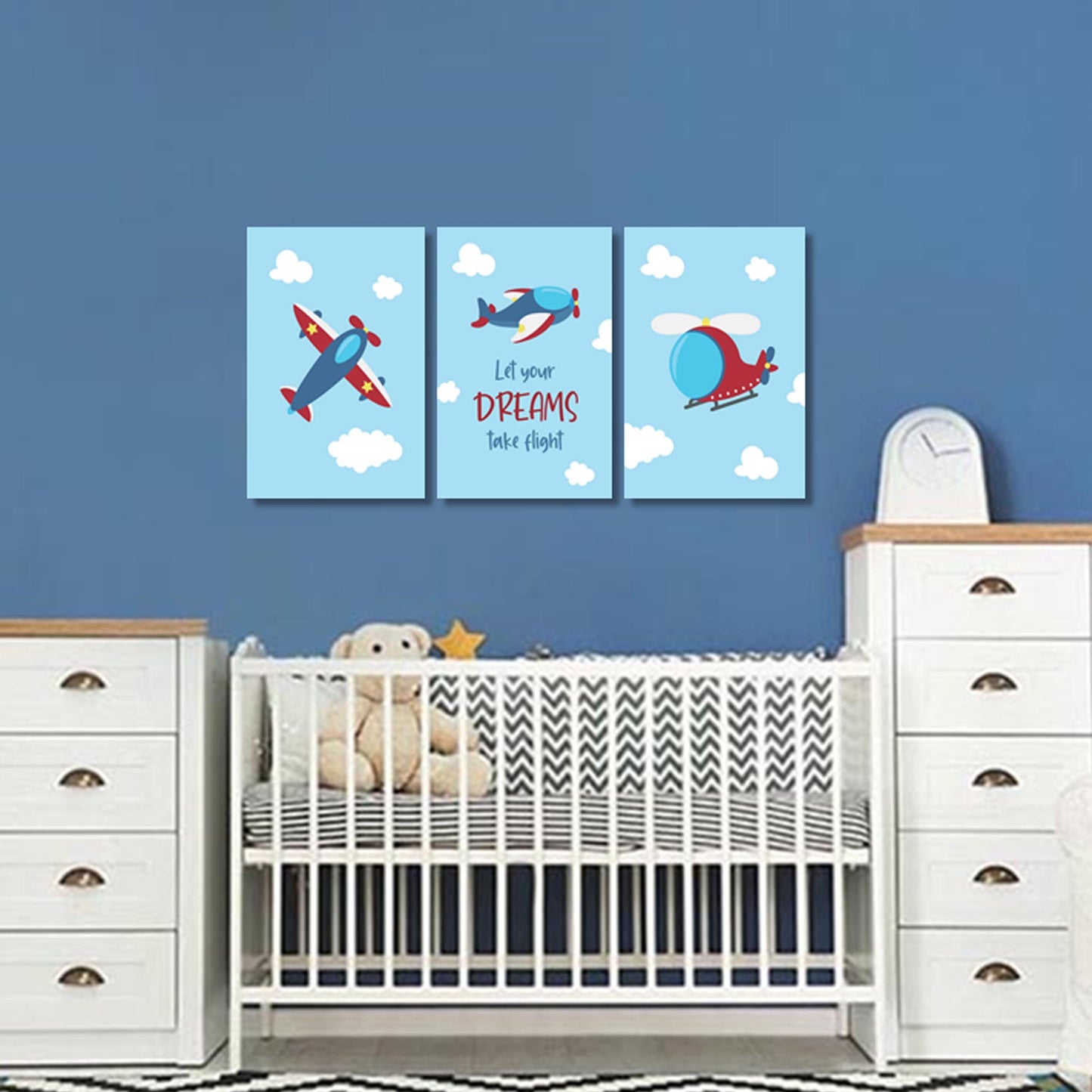 Boys - Set of 3 - Aeroplane wall art set Canvas & More