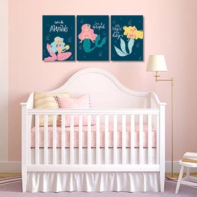 Girls: Set of 3 - Lets-Be-Mermaids (1) Canvas & More