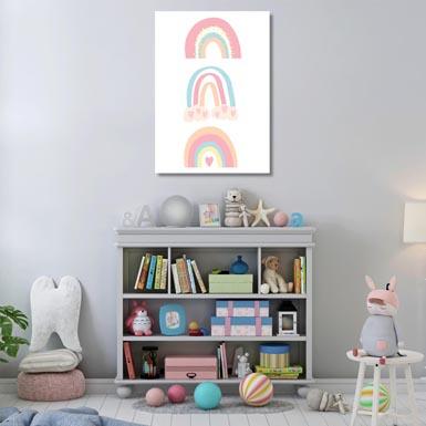 Pink heart Rainbows Canvas & More
