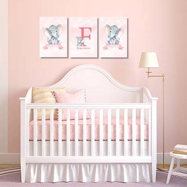 Set of 3 Girls Pink Baby Ellie Canvas & More