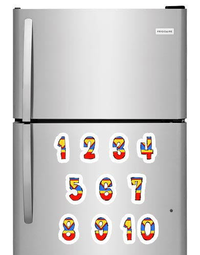 Superman Theme Numbers Photo Fridge Magnets - (11 PER PACK) (UK)