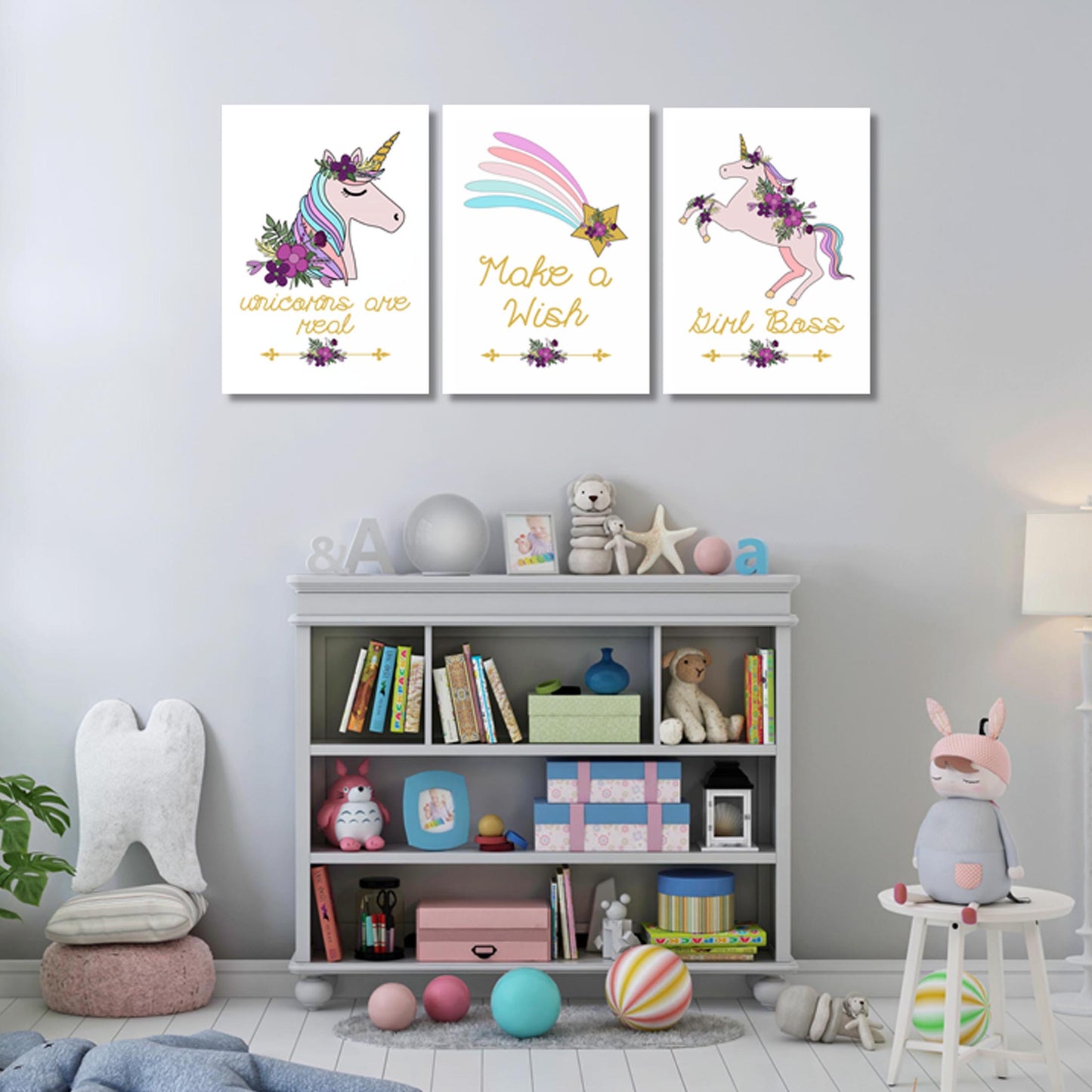 Girls: Set of 3 - Unicorn Girl Boss Canvas & More