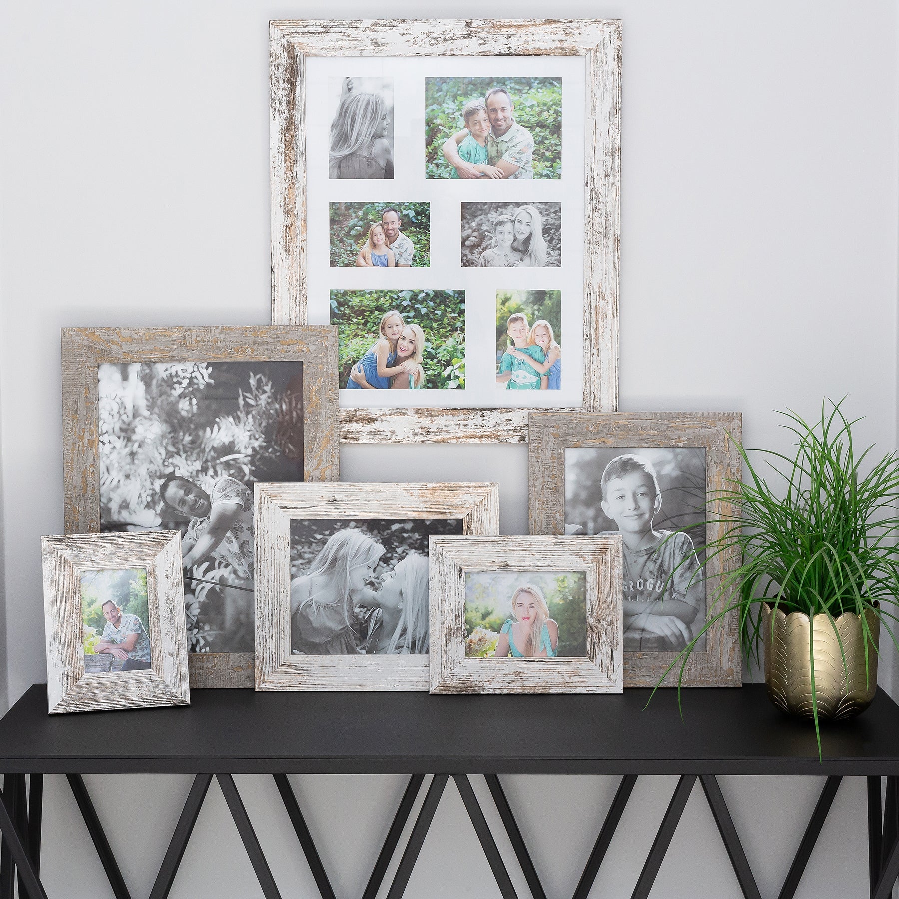 Photo Frame with multiple pictures & optional message  - A3 40x30cm- Wood  Stressed