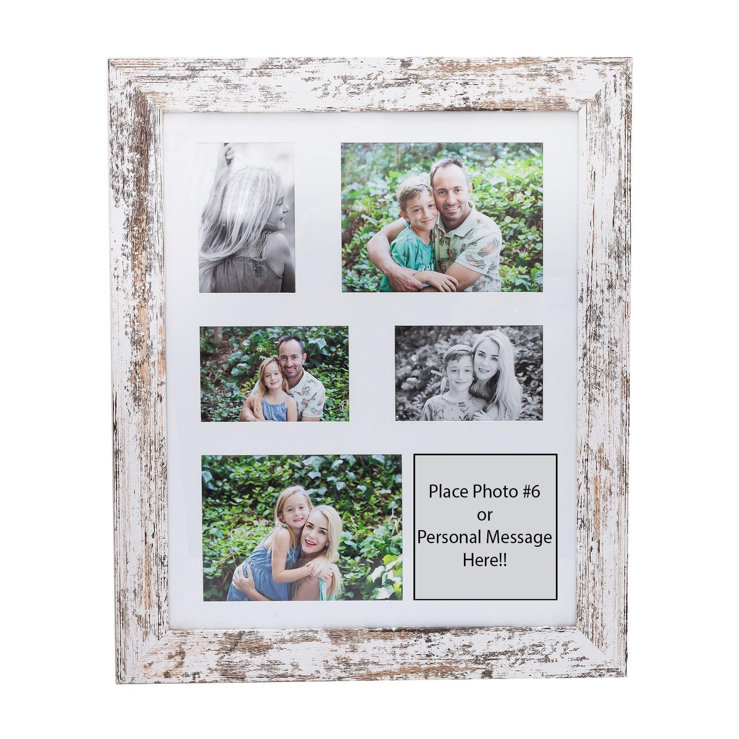 Photo Frame with multiple pictures & optional message  - 49X59cm -  White  Stressed