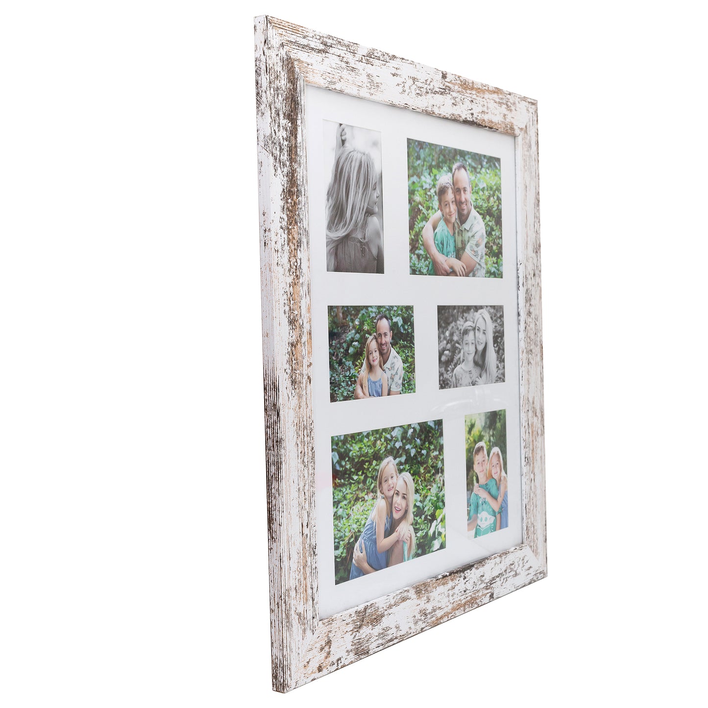 Photo Frame with 6  pictures! - Collage - 49X59cm -  White  Stressed
