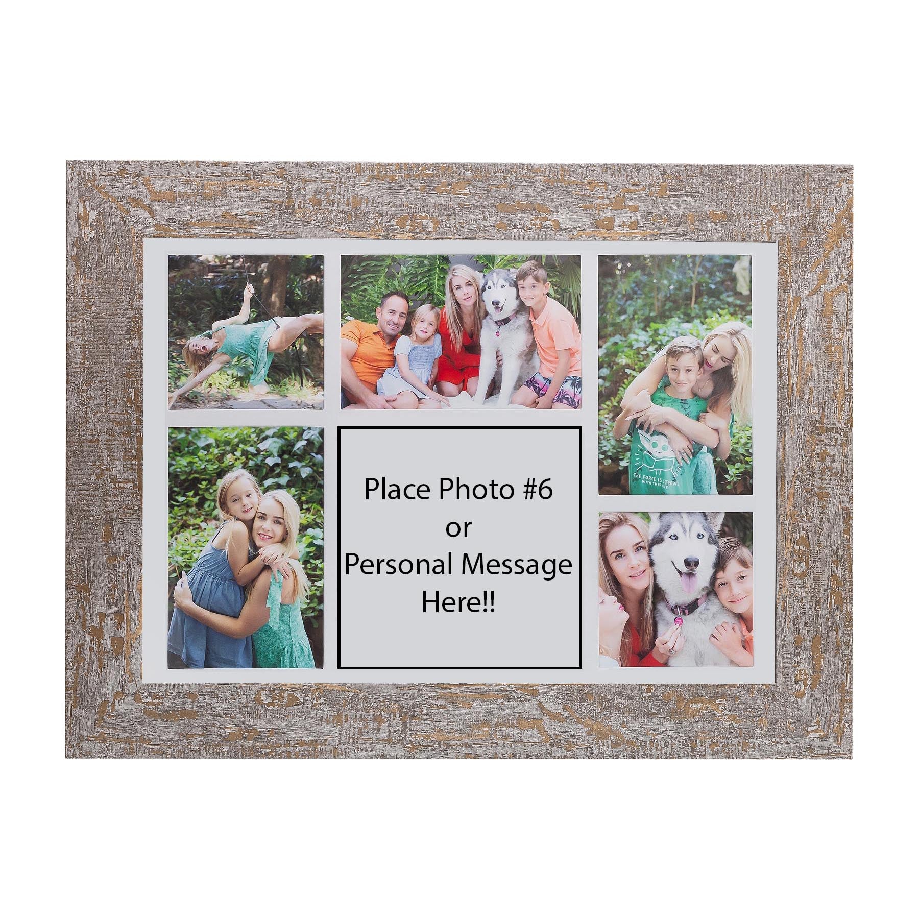 Photo Frame with multiple pictures & optional message  - A3 40x30cm- Wood  Stressed