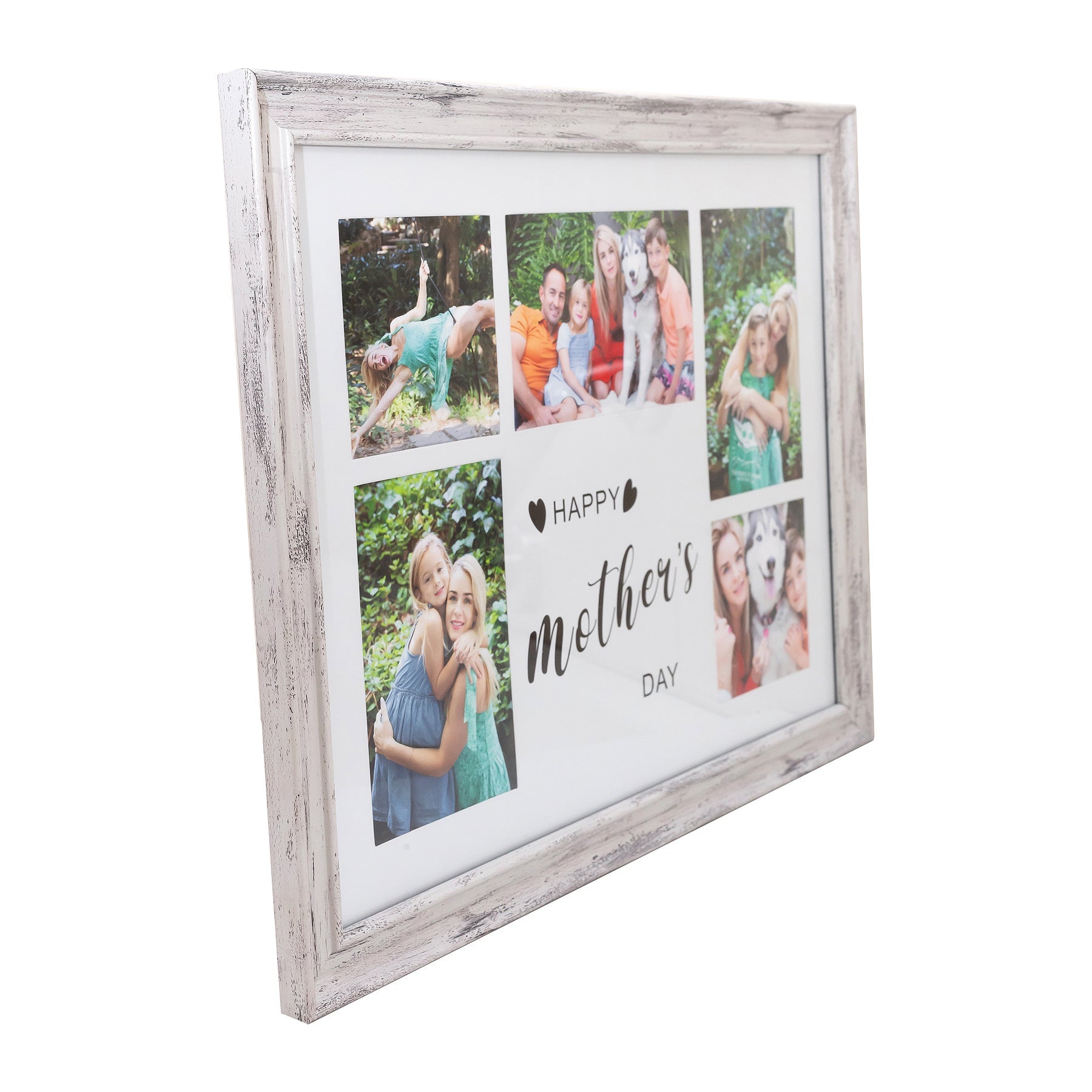 Photo Frame with multiple pictures & optional message - A3  30X40cm -  White  Stressed