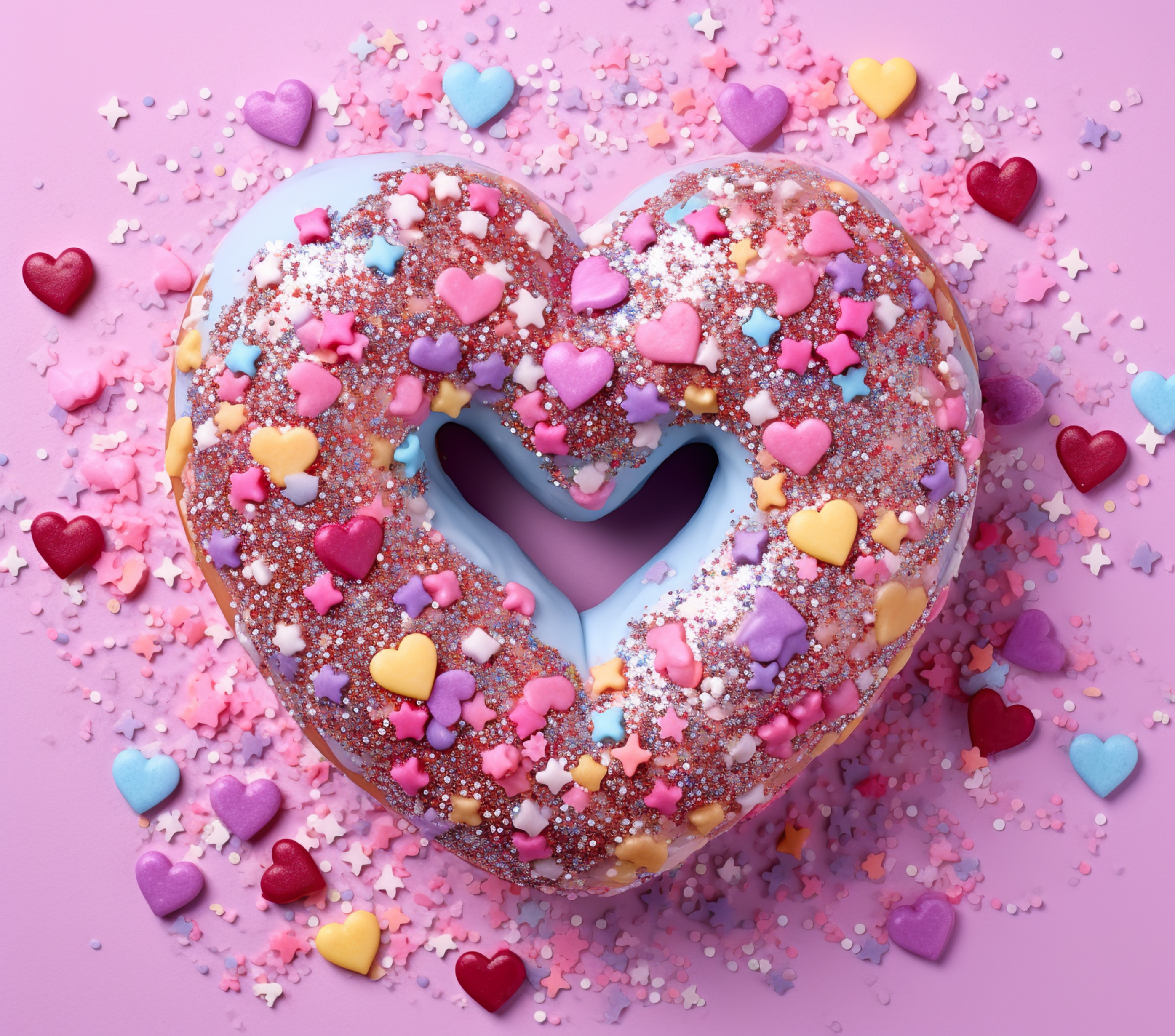 Valentine - 3D Valentine Heart Donut Design on Tumbler, Can, Flask, or Water bottle