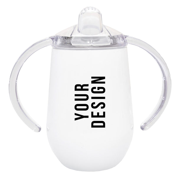 Personalised  Double wall Stainless Steel baby sippy cup (egg shape white)