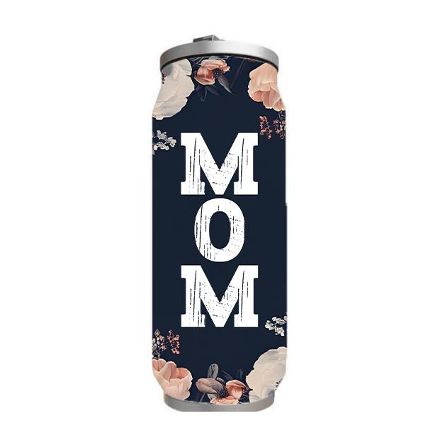 Mom - Floral Mom Design on Tumbler, Can, Flask, or Water bottle