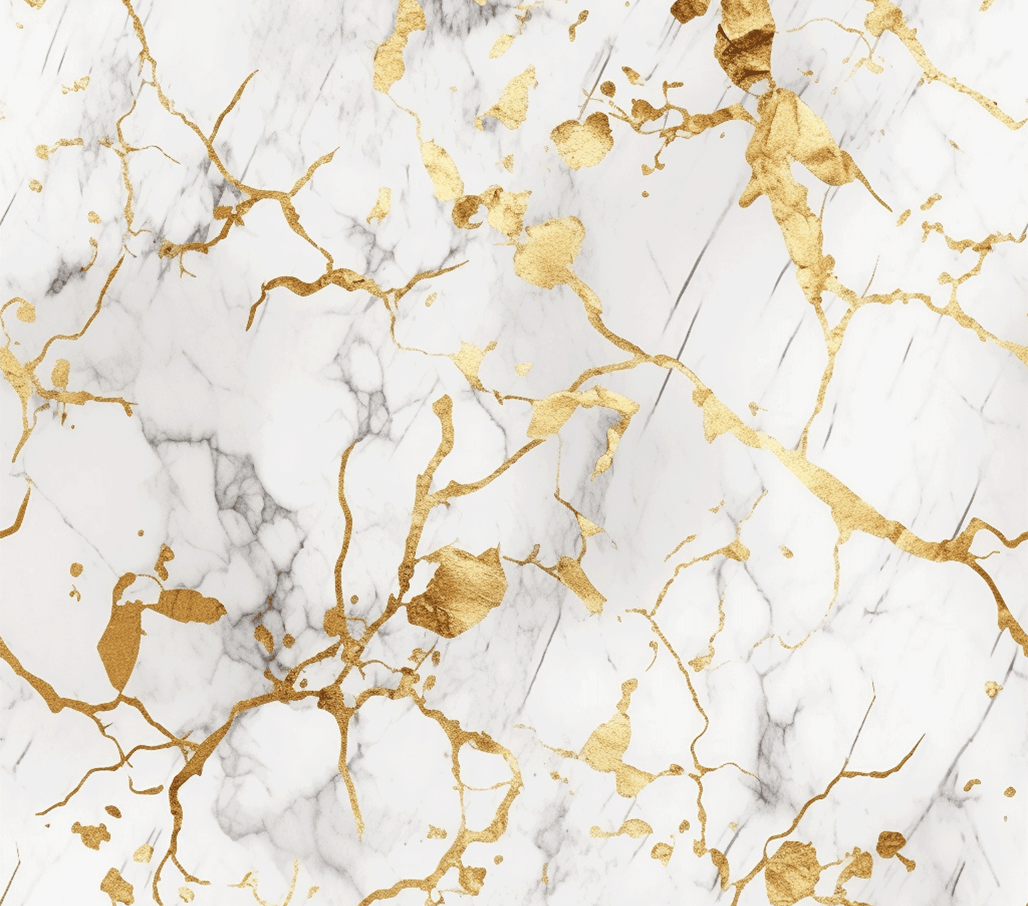 Marble - White and Gold Marble Design on Tumbler, Can, Flask, or Water bottle
