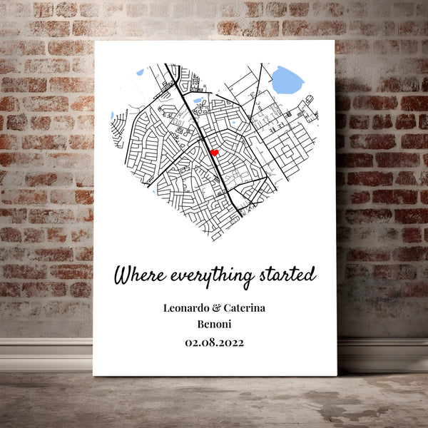 Where Everything Started | Personalized Map Canvas