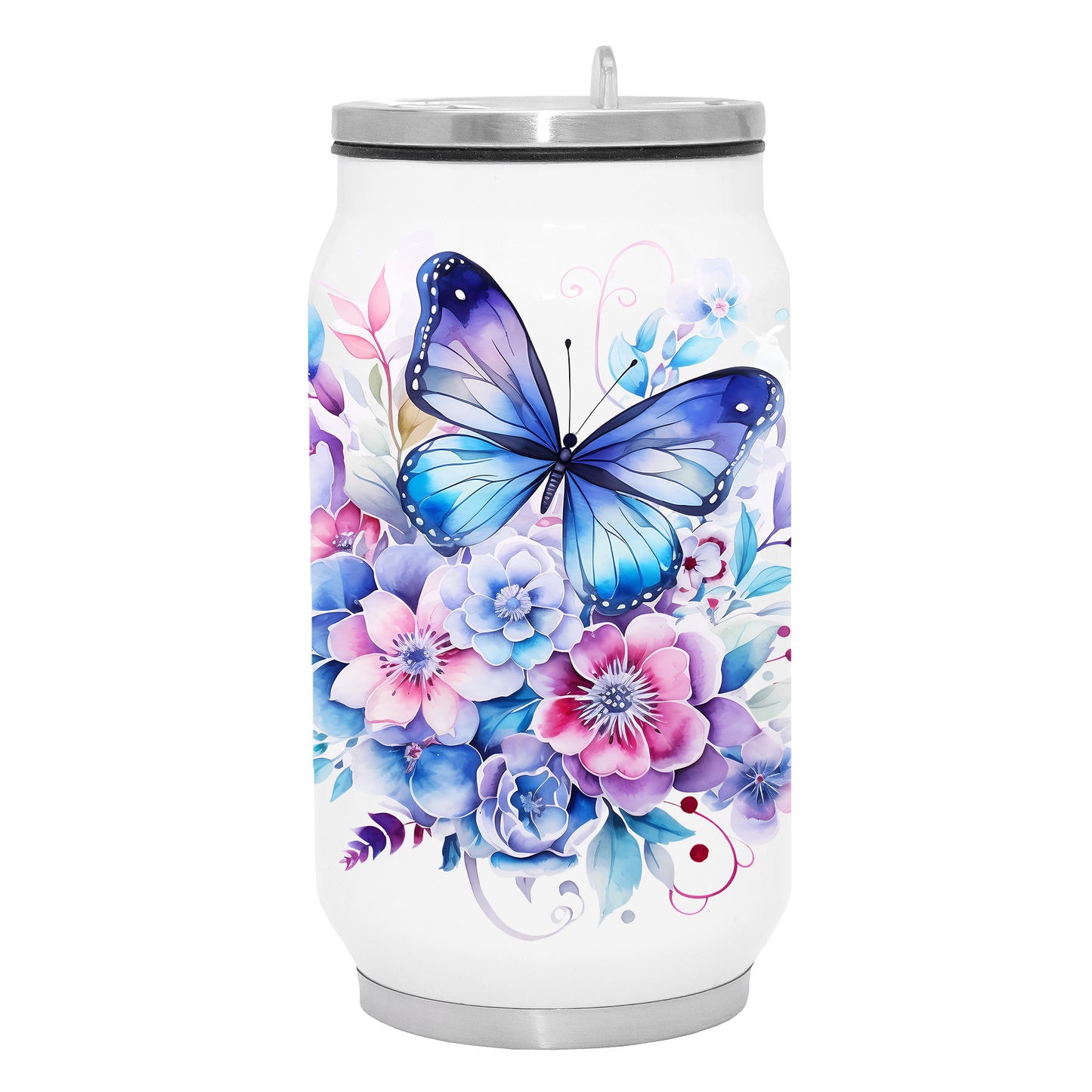 Butterflies - Blue Design on Tumbler, Can, Gin Tumbler, or Water bottle