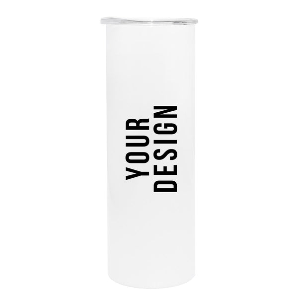 Personalised  Double wall 20oz Stainless Steel Skinny Tumbler (White)