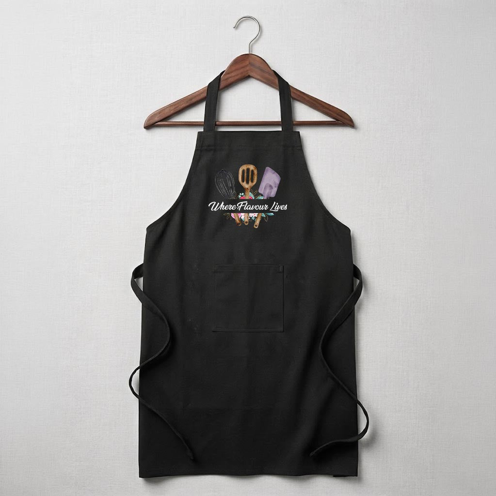 Personalised Apron - Where flavour lives (Black)