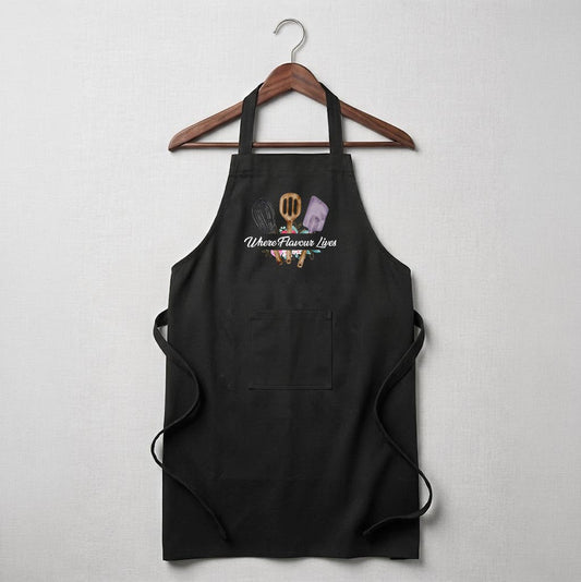 Personalised Apron - Where flavour lives (Black)