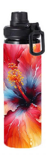 Flowers - Alcohol Ink Hibiscus Flower Design on Tumbler, Can, Flask, or Water bottle
