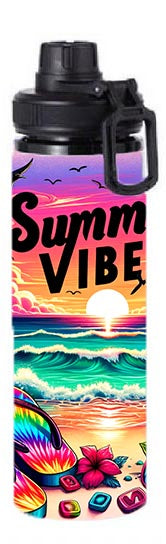 Summer - Colorful Summer Vibes Design on Tumbler, Can, Flask, or Water bottle