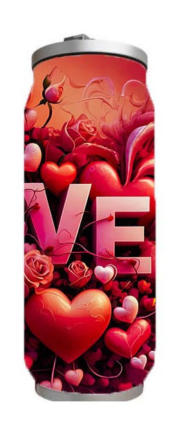 Valentine - Love Design on Tumbler, Can, Flask, or Water bottle