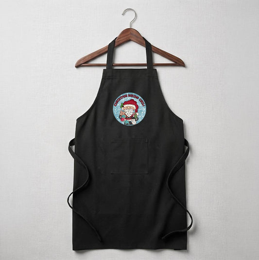 Personalised Apron - Christmas Baking Crew Santa (Black)