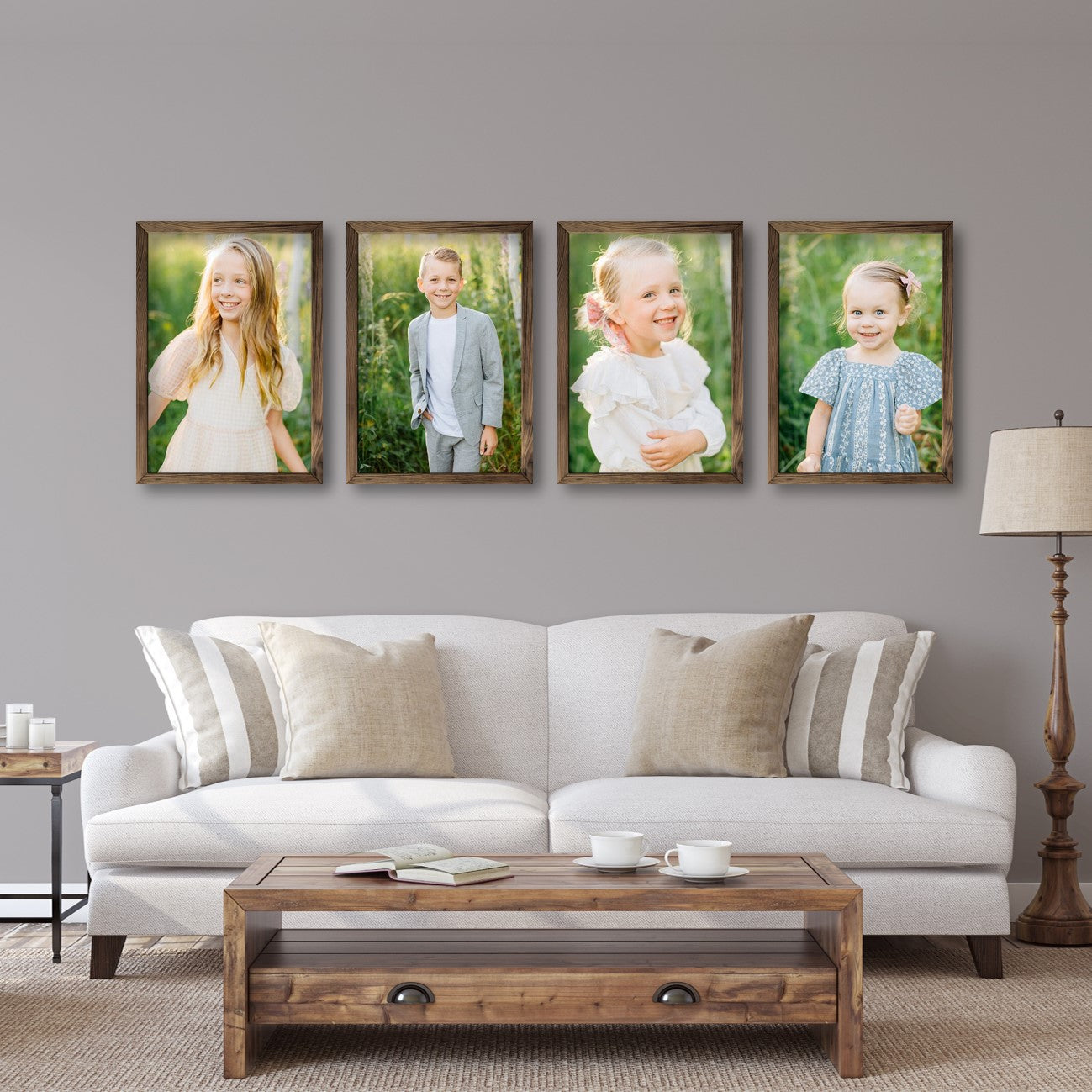 Virtual Frame Combo 4 Pc  | A Sizes | (Available in Dark, Medium & Light Wood)