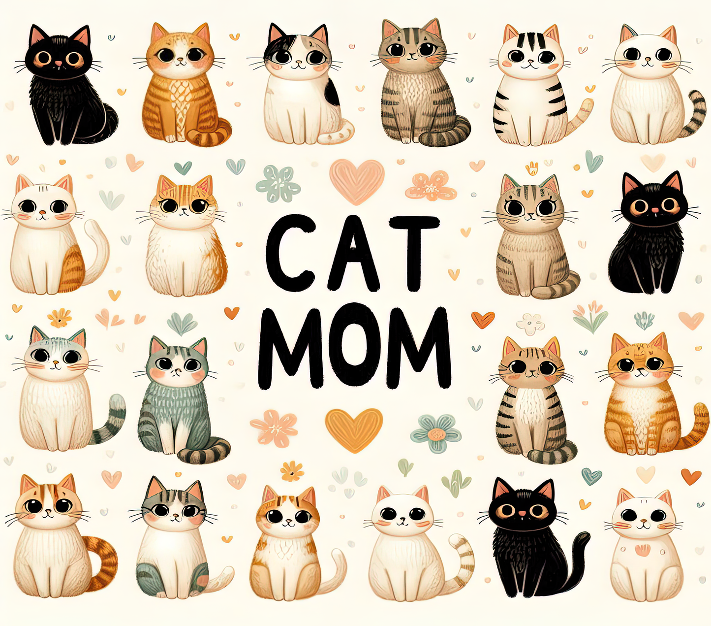 Cats - Cat Mom Design on Tumbler, Can, Flask, or Water bottle