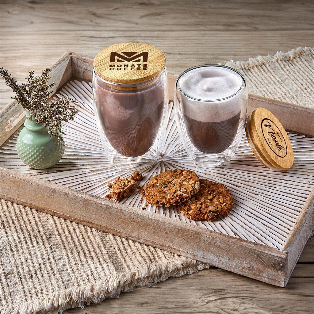 Okiyo Moco Glass & Bamboo Double-Wall Cup - 350ml