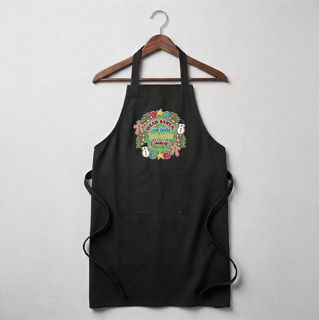 Personalised Apron - Dear Santa we bake the best cookies (Black)