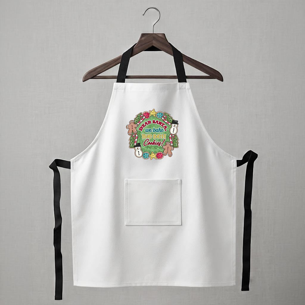Personalised Apron - Dear Santa we bake the best cookies (White)