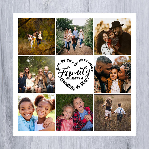 Photo Fridge Magnets "Family will Always be Connected by Heart" Collage (Pack of 2)