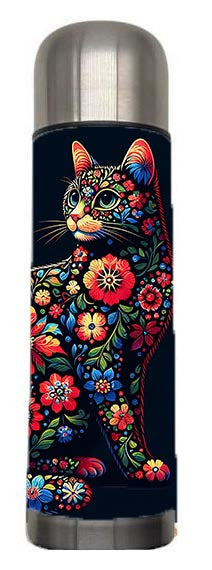 Cats - Flower Cat Design on Tumbler, Can, Flask, or Water bottle