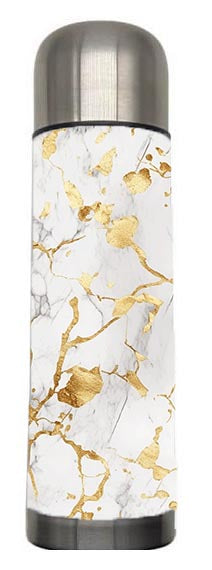 Marble - White and Gold Marble Design on Tumbler, Can, Flask, or Water bottle