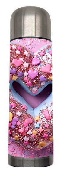 Valentine - 3D Valentine Heart Donut Design on Tumbler, Can, Flask, or Water bottle