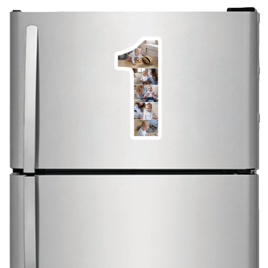 Personalised Number Photo Collage on Acrylic, Slate, Mug or Magnet (5 Photos) 1st BIRTHDAY